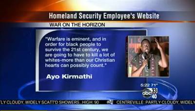 Ayo Kimathi - Ayo Kimathi was working as the acquisitions officer for Immigration and Customs Enforcement by day and planning a “War on the Horizon” by night. He was fired in December after being put on paid leave&nbsp;in August for running a racist website, which bashed President Obama, gay people, whites and people of mixed race.(Photo: ABC)