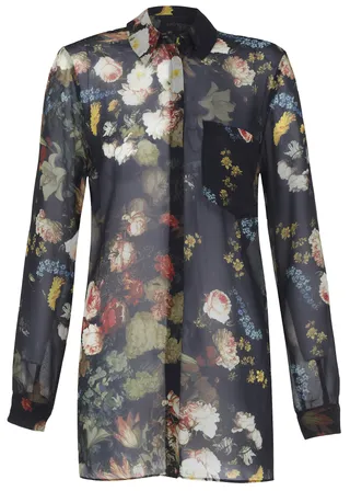 Floral Chiffon Shirt - We see this blouse being our go-to for the office when paired with a black pencil skirt and patent leather pumps.  (Photo: River Island Winter Collection)