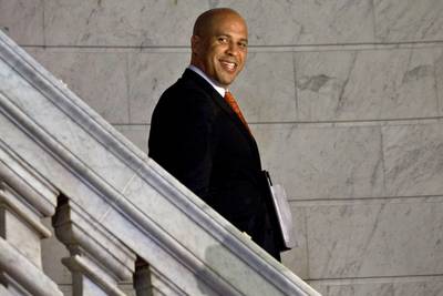 Treat Not Trick - Outgoing Newark Mayor Cory Booker will be sworn in as New Jersey's junior U.S. Senator on Halloween. Vice President Biden will administer the oath of office to the new senator, who will be the first Black senator from New Jersey and the first African-American elected to the upper chamber of Congress since Barack Obama in 2004.(Photo: Kena Betancur/Getty Images)