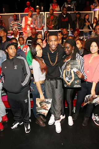 B Smyth's Love - Recording artist B Smyth hanging with some of his livest fans. (Photo: Bennett Raglin/BET/Getty Images for BET)