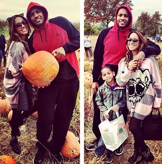 All-Star Pick - NBA baller Carmelo Anthony spends the day dribbling pumpkins with wife La La and son Kiyan. (Photo: Lala Anthony via Instagram)