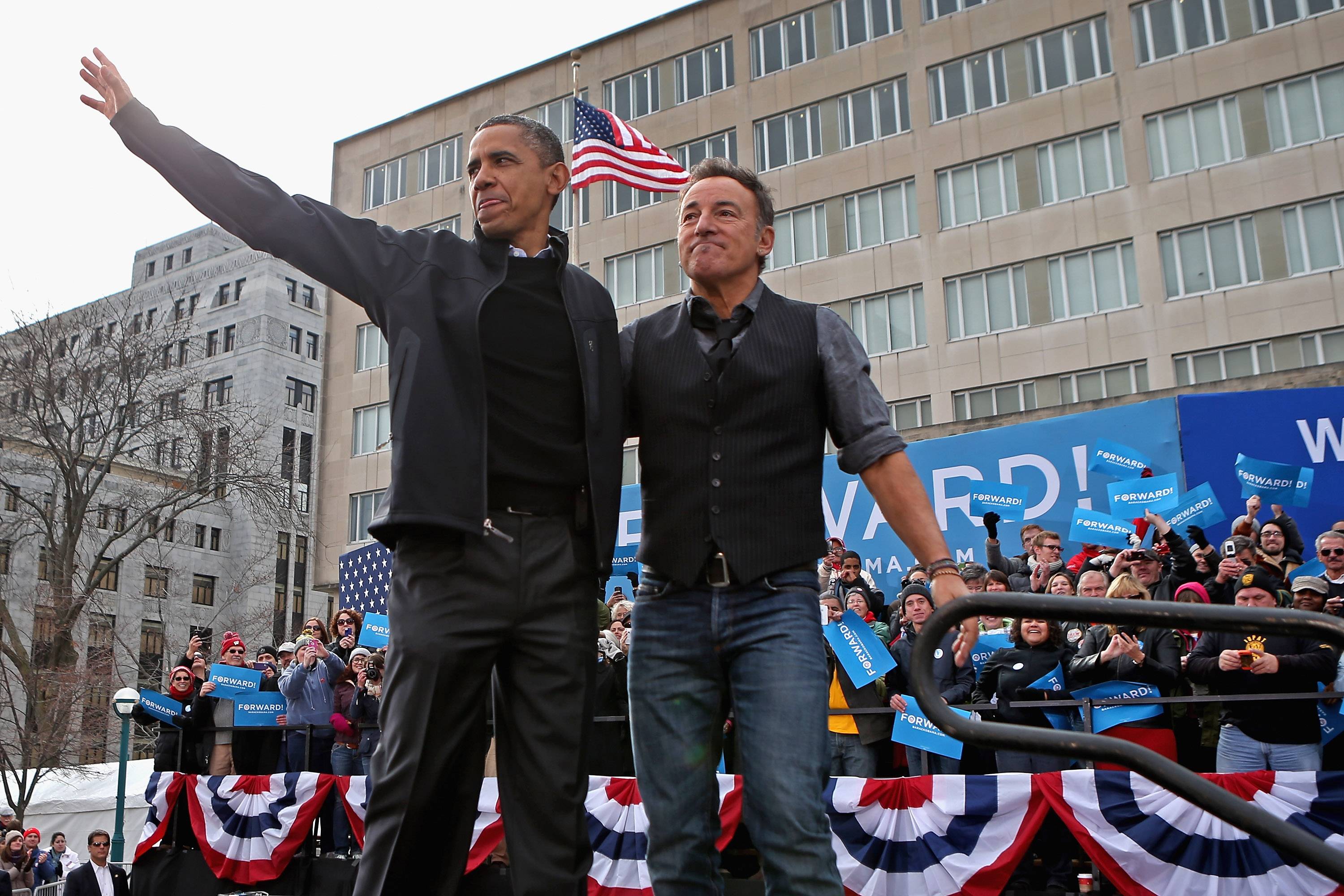 U.S. President Barack Obama addresses a rally during the last day of campaigning in the general election November 5, 2012 in Madison, Wisconsin. Obama and his opponent, Republican presidential nominee and former Massachusetts Gov. Mitt Romney are stumping from one 'swing state' to the next in a last-minute rush to persuade undecided voters.