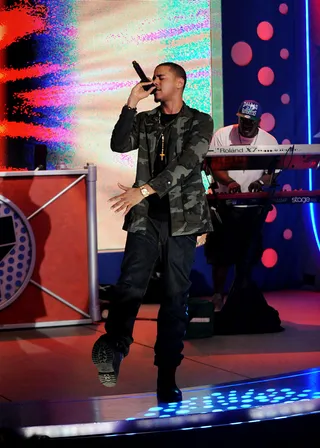 Showtime! - J. Cole performs on the 106 &amp; Park stage. (Photo: Brad Barket/PictureGroup)