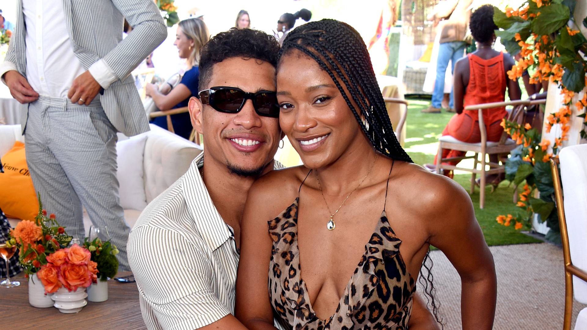 Darius Daulton Jackson and Keke Palmer attend the Veuve Clicquot Polo Classic Los Angeles at Will Rogers State Historic Park on October 02, 2021 in Pacific Palisades, California. 