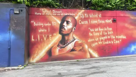YONKERS, NEW YORK - JULY 13: The official mural of DMX is unveiled on July 13, 2021 in Yonkers, New York. (Photo by Eugene Gologursky/Getty Images for Def Jam)