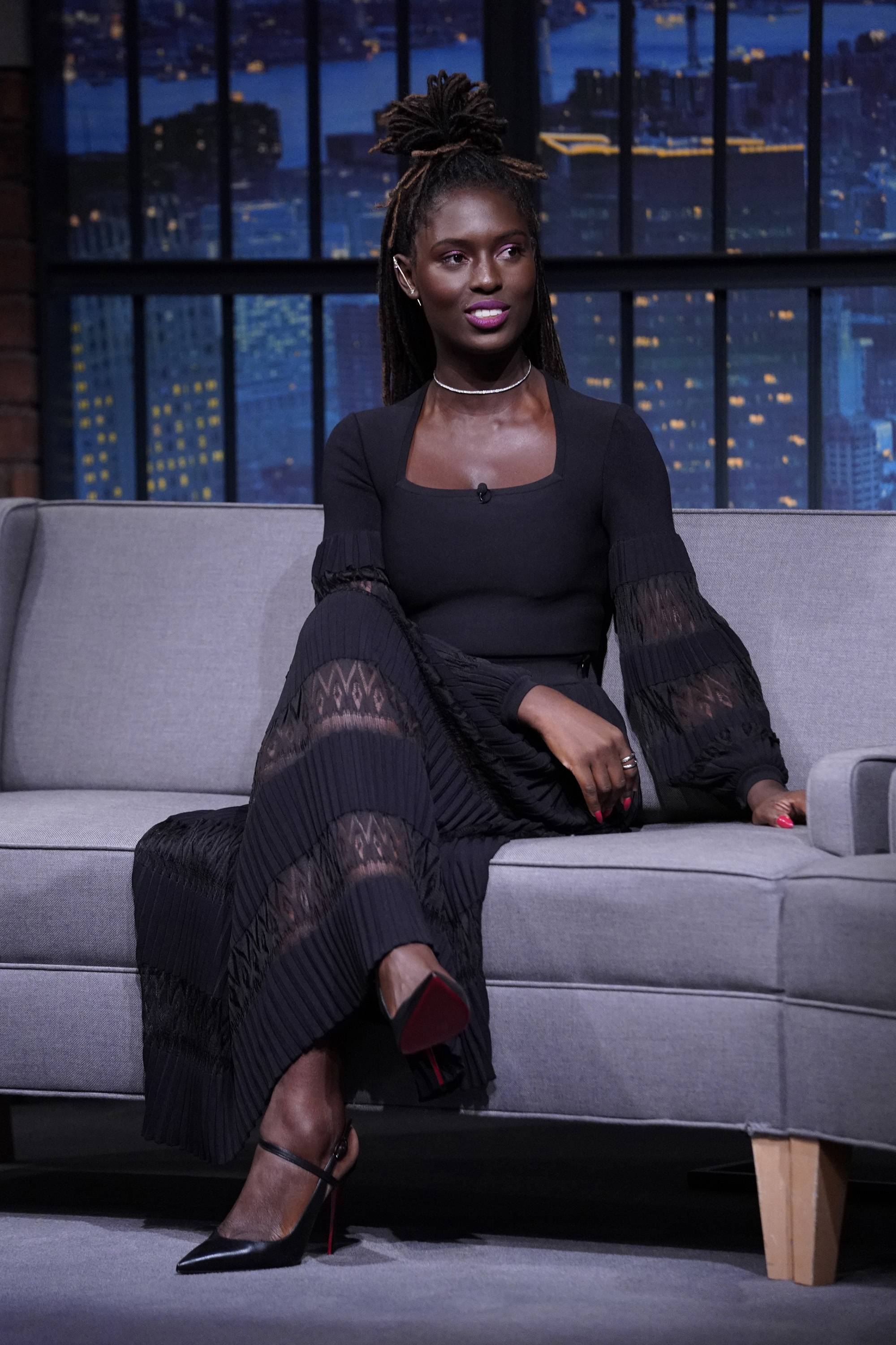 LATE NIGHT WITH SETH MEYERS -- Episode 1140A -- Pictured: Actress Jodie Turner-Smith during an interview with host Seth Meyers on May 4, 2021 -- (Photo by: Lloyd Bishop/NBC)