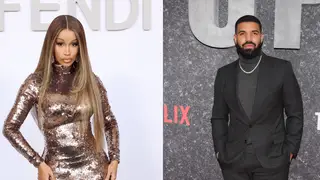 Drake attends the "Top Boy" UK Premiere at Hackney Picturehouse on September 04, 2019 in London, England. Cardi B attends the Fendi Couture Fall/Winter 2023/2024 show at Palais Brogniart on July 06, 2023 in Paris, France. 