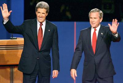 Feeling Presidential - Kerry ran for president in 2004 but lost in a close race to incumbent President George W. Bush. The Bush campaign memorably criticized Kerry for ?flip-flopping? on a series of issues during the campaign. (Photo: Joe Raedle/Getty Images)