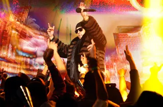 Showoff - French Montana performs at 106 &amp; Party, December 31, 2012. (Photo: Randy Smith / BET)