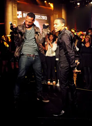 Right On - Marlon Wayans and Bow Wow at 106 &amp; Party, December 31, 2012. (Photo: Randy Smith / BET)