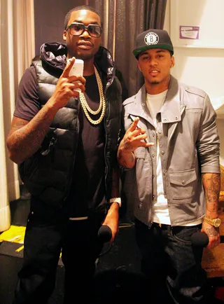 Smooth - Meek Mill and Kirko Bangz backstage at&nbsp;106 &amp; Party, December 31, 2012. (Photo: Randy Smith / BET)