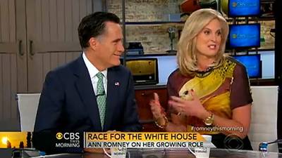Ann Romney - &quot;I&nbsp;still look at him as this is the boy that I met, in high school, when he was pulling all the jokes, and really just being crazy. Pretty crazy. So there's a wild and crazy man inside of him ... just waiting to come out,&quot; said Ann Romney during a May appearance with her husband on&nbsp;CBS This Morning. (Photo: CBS News)&nbsp;