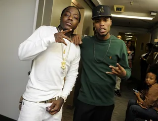 We Bros - Ace Hood and B.O.B. backstage at 106 &amp; Party, December 31, 2012. (Photo: John Ricard / BET)