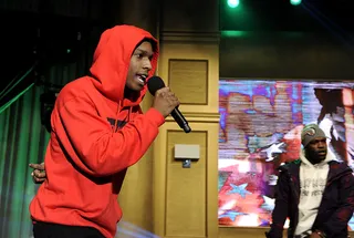 "LVL" - A$AP tips his hat to his old signature sound once again here, linking with lo-fi ambient-rap master Clams Casino for one of his trademark murky beats that sound like they were recorded in a cloud. A$AP shows off two of his finest vocal gifts, switching from quick rhymes to slow, melodic sing-song. A 24-year-old rapper from Harlem who sounds like Bone Thugs-N-Harmony — and pulls it off? Who'd have thought.   (Photo: John Ricard / BET)