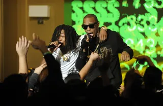 Surprise, Surprise - Ca$h Out had a surprise up his sleeve, and that surprise was ATLien B.o.B. Let's just say he turned up!  (Photo: John Ricard / BET)