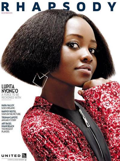 Lupita Nyong’o on Rhapsody  - Hey, girl, hey! Lupita loves switching up her mane game. This angular, blown-out bob puts the “f” in fierce. (Photo: Rhapsody Magazine, December 2015)