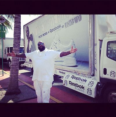 Rick Ross @richforever - Over the weekend, Rick Ross&nbsp;and Reebok Classic hosted a celebration of their highly anticipated Whites Collection.&nbsp;Here, the MMG honcho is basking in all his Reebok glory! (Photo: Instagram via Rick Ross)