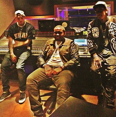 Sean Kingston @badmonkingston - Sean Kingston posted this pic of him in the studio with Chris Brown and Wiz Khalifa. This could mean some new music from the Jamaican pop singer is on it's way. Kingston captioned the photo, &quot;Beat It&quot; coming soon!!!!!!&quot;&nbsp;(Photo: Instagram via Sean Kingston)