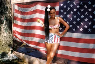Solange - Solo's cutoff shorts make good use of our nation’s flag.&nbsp;&nbsp;(Photo: TwitPic)