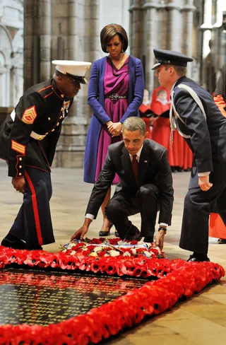 Paying Respect - The president placed a wreath at the Grave of the Unknown Warrior during a tour of London's Westminster Abbey with Mrs. Obama in May 2011. (Photo: AP Photo/PA, John Stillwell)