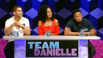 Actor Danielle Truit and her team on episode 108 of BET's New game show Face Value.