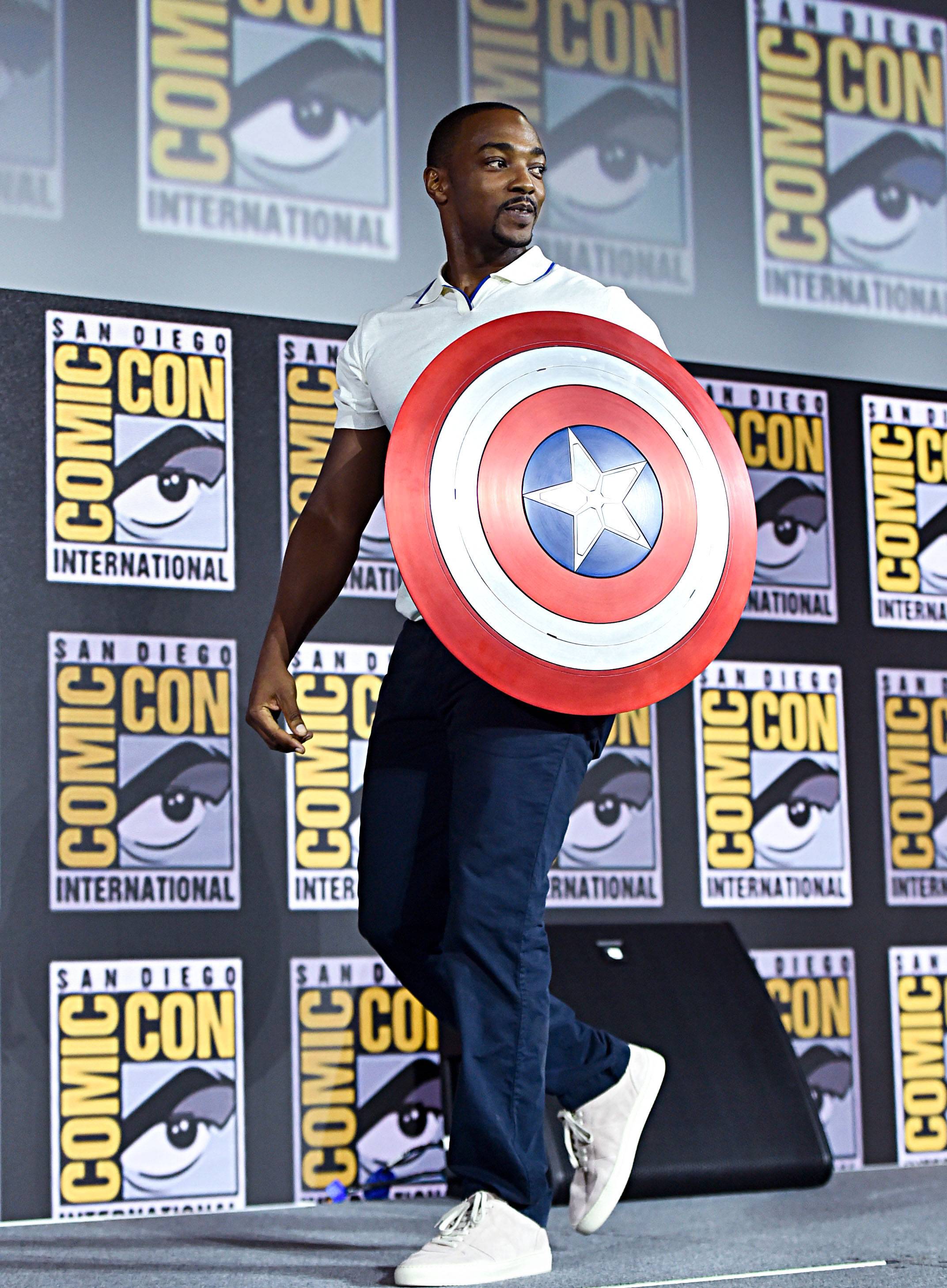 SAN DIEGO, CALIFORNIA - JULY 20: Anthony Mackie of Marvel Studios' 'The Falcon and The Winter Soldier' at the San Diego Comic-Con International 2019 Marvel Studios Panel in Hall H on July 20, 2019 in San Diego, California. (Photo by Alberto E. Rodriguez/Getty Images for Disney)