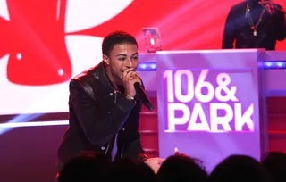 Diggin' the Vibe - Diggy gets into his songs while on 106. (Photo: Bennett Raglin/BET/Getty Images for BET)