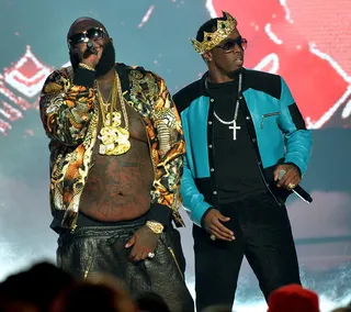 Heavy Hitters - This star-studded moment was brought to you by the BET Hip Hop Awards. Rick Ross and Diddy take center stage.(Photo: Rick Diamond/BET/Getty Images for BET)