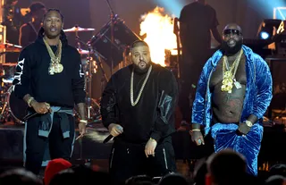 Three the Hard Way - Three of hip hop's hot tested hit makers joined forces for a powerhouse medley. Future set things off with &quot;Honest,&quot; followed by DJ Khaled's &quot;I Wanna Be With You&quot; and Rozay's &quot;No Games.&quot;
