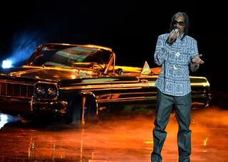 Uncle Snoop - Uncle Snoop arrives at the 2013 BET Awards in style. The rap great hit them switches to set the show off right. (Photo: Rick Diamond/BET/Getty Images for BET)