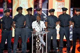 Protect Ya Neck - Though he was only presenting the Reese Perfect Combo Award, Kevin Hart came with some official backup. The Real Husbands star needed the police presence to keep him safe after clowning half the rappers in the building. (Photo: Rick Diamond/BET/Getty Images for BET)