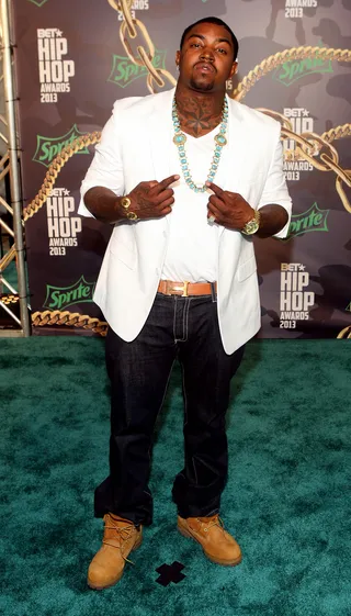 Lil' Scrappy&nbsp; - Love &amp; Hip Hop Atlanta star Lil' Scrappy shows up fresh in a white blazer, denim and Timberlands boots.(Photo: Bennett Raglin/BET/Getty Images for BET)