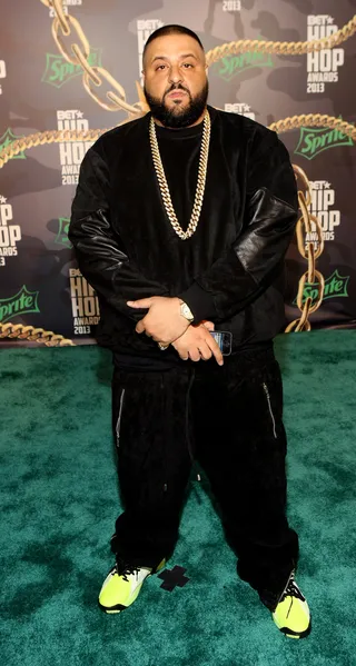DJ Khaled&nbsp; - DJ Khaled paired a black jogging suit with leather accents, sneakers and a gold rope chain, proving that "being the best" is a simple mission.&nbsp;(Photo: Bennett Raglin/BET/Getty Images for BET)