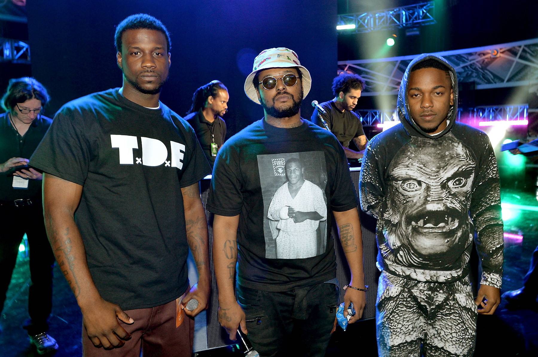 Hippy Ish - Black Hippy's Jay Rock, ScHoolBoy Q and Kendrick Lamar&nbsp;stop by for a quick pic after rehearsing for their set.  oh lolo(Photo: Rick Diamond/BET/Getty Images for BET)