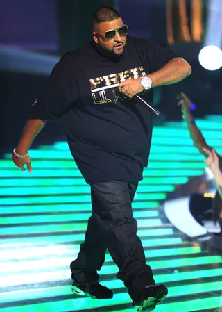 "Make It Rain," Featuring Fat Joe and Lil Wayne - Technically a Fat Joe song, but it was cut from the same cloth as many of Khaled's other works. The remix featured several other rappers and became an even bigger strip club anthem.   (Photo: Stephen Lovekin/Getty Images)