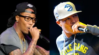 "Magic" (Remix) Feat. T.I. - Future showed he may have promise and be able to hold his own against rappers like T.I. with verses like: "AMG in a brand new Mercedes / Turn out the lot I'mma do a 180."&nbsp; (Photos from left: Noel Vasquez/Getty Images, Kevin C. Cox/Getty Images)&nbsp;