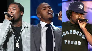 "Face Down" Feat. Wale, Trey Songz and DJ Sam Sneaker - Every now and again rappers have to hit us with a club banger and "Face Down" is surely one of those moments for Meek. This is one of those songs when you have to turn up and blame the alcohol. Did we mention that the track is assisted by smooth operator Trey Songz and Wale? Yeah. You've been warned.(Photos from left: Frederick M. Brown/Getty Images, Mark Davis/Getty Images for BET, Michael Loccisano/Getty Images)