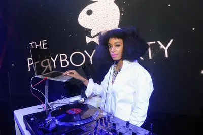 Turntable Diva - Solange Knowles mans the DJ booth at the Playboy Party at the Bud Light Hotel Lounge on Friday in New York City.(Photo: Jamie McCarthy/Getty Images for Playboy)