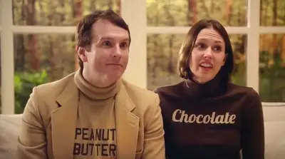 Butterfinger - Peanut butter and chocolate are personified as a married couple who need some new excitement in their lives. So they visit a therapist in hopes to rekindle their chemistry. The therapist suggests they try something new and the answer is the brand’s new Butterfinger Peanut Butter Cups. (Photo: Butterfinger)