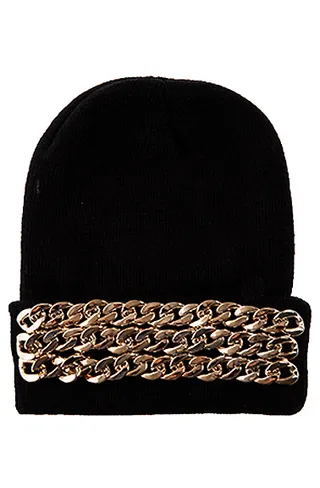 Flirty Beanie - The gold chain details on this beanie had us the second we spied them. So perfect for all you fashionistas who want more flair than a standard team cap.  (Photo: Karma Loop)