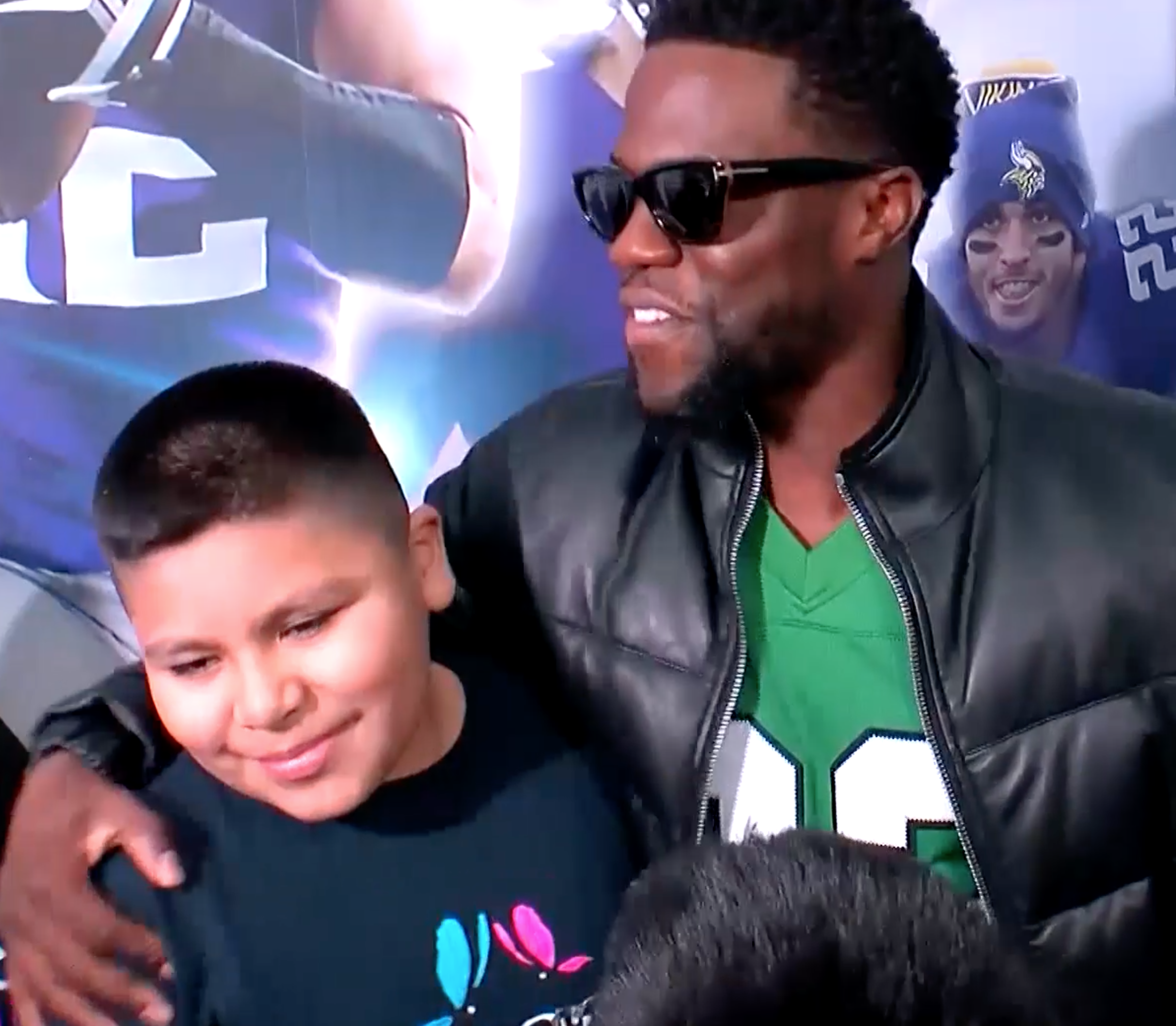 Kevin Hart And Vikings Safety Harrison Smith surprise 11-Year-Old Minnesota cancer patient Andrew Rojas a brand new room make over when he arrived home from the hospital.