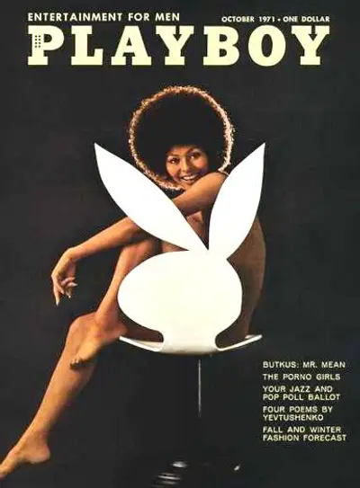 Darine Stern - In 1971, this former Ford model became the first Black woman to get a solo feature on Playboy's cover, some 18 years after the legendary men's lifestyle magazine debuted. There was no interview, and in 2009 the magazine recreated the groundbreaking front page with Marge Simpson.(Photo: Playboy Magazine, October 1971)