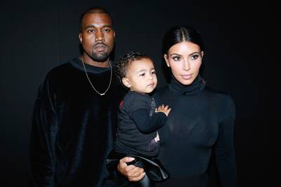 Kim and Kanye - Kim decided to go for a Greek-themed garden party to welcome she and Kanye's little goddess,&nbsp;Nori, into the world.&nbsp;(Photo: Bertrand Rindoff Petroff/French Select/Getty Images)
