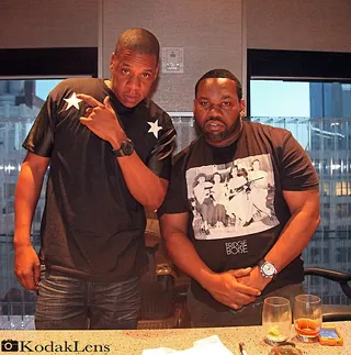 Raekwon @raekwon - It's always good to see the great ones come together. Hip hop heavyweights Raekwon and Jay-Z met up in the studio this week to record something epic. (Photo: Raekwon via Instagram)