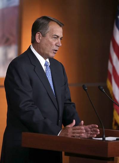 Zero Tolerance - House Speaker John Boehner wants to throw the book at IRS officials and staffers involved in targeting conservative groups. &quot;My question isn't about who's going to resign — my question is who is going to jail over this scandal?&quot; he told reporters Wednesday. &nbsp; (Photo: Alex Wong/Getty Images)