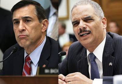 Boiling Point - During a heated exchange between Attorney General Eric Holder and familiar foe Rep. Darrell Issa at a Judiciary Committee hearing, Holder told the lawmaker how he really feels. “The way you conduct yourself as a member of Congress is unacceptable and shameful,&quot; the attorney general hissed.   (Photos: Alex Wong/Getty Images)