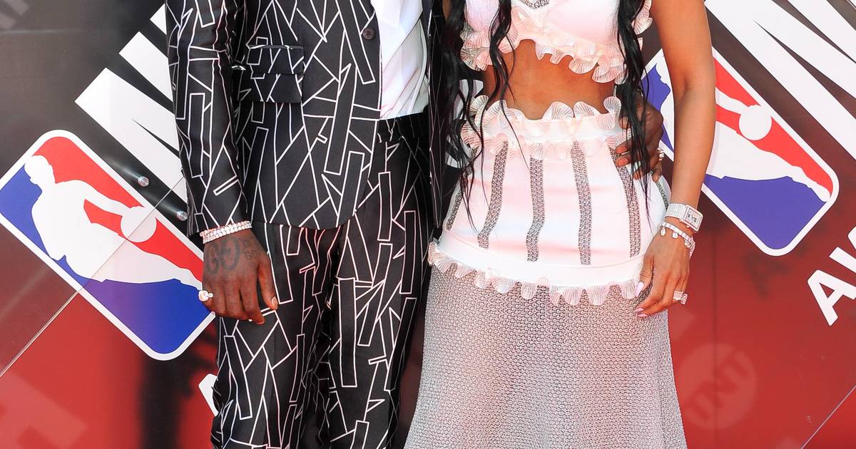 Gucci Mane and Keyshia Ka'oir Sit Courtside in Matching Prints