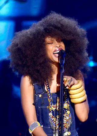 Wild and Free - If you’re on the fence about rocking a voluminous, picked-out Afro, we’re pretty sure Erykah will help tip the scale in favor. She’s absolutely breathtaking in this look, especially when paired with a bold, berry lip.   (Photo: Kris Connor/Getty Images for BET)