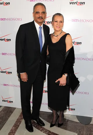 Glamour in General - United States Attorney General Eric Holder and wife Dr. Sharon Malone probably felt right at home at the Library of Congress. The only difference? This historical building got infused with some necessarry BET swag that night!&nbsp;(Photo: Paul Morigi/Getty Images for BET)