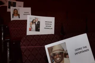 Seat D-101 &nbsp; - Cedric the Entertainer is in good company. Newlyweds Devon Franklin and Meagan Good are one row behind him along with former WNBA star Sheryl Swoopes. &nbsp; &nbsp; &nbsp; &nbsp; &nbsp; &nbsp; &nbsp; &nbsp; &nbsp; &nbsp; &nbsp; &nbsp; &nbsp; &nbsp; &nbsp;(Photo: Kris Connor/Getty Images for BET)